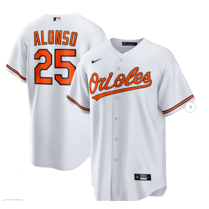 Men's Baltimore Orioles Pete Alonso Nike White Home Replica Jersey