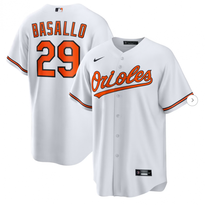 Youth Baltimore Orioles Samuel Basallo Nike White Home Replica Jersey