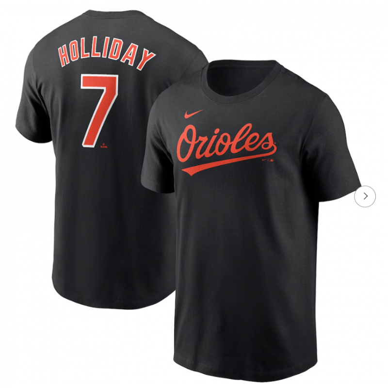 Men's Baltimore Orioles Jackson Holliday Nike Black Fuse Name & Number T-Shirt