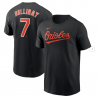 Men's Baltimore Orioles Jackson Holliday Nike Black Fuse Name & Number T-Shirt