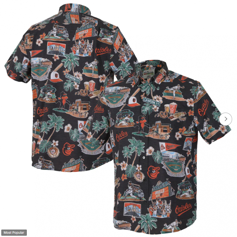 Men's Baltimore Orioles Reyn Spooner Black Scenic Tri-Blend Button-Down Shirt