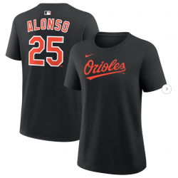 Women's Baltimore Orioles Pete Alonso Nike Black Name & Number T-Shirt