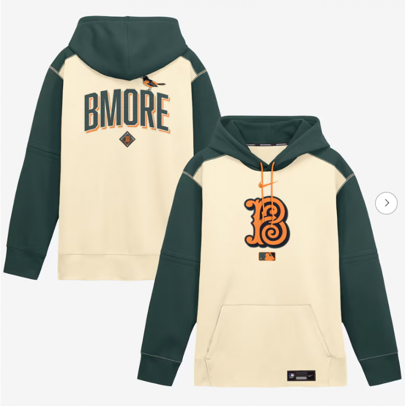 Men's Baltimore Orioles Nike Cream 2026 City Connect Authentic Collection Therma-FIT Hoodie