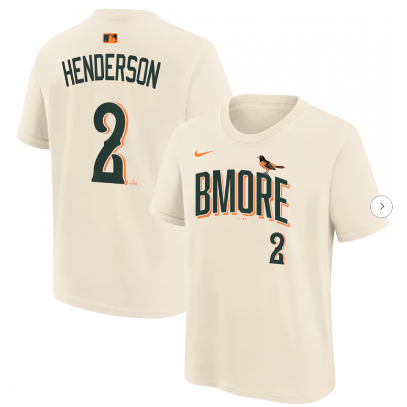 Youth Baltimore Orioles Gunnar Henderson Nike 2026 City Connect Name & Number T-Shirt