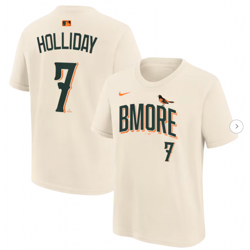 Youth Baltimore Orioles Jackson Holliday Nike 2026 City Connect Name & Number T-Shirt