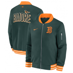 Men's Baltimore Orioles Nike Green 2026 City Connect Authentic Collection Relaxed Full-Zip Bomber Jacket