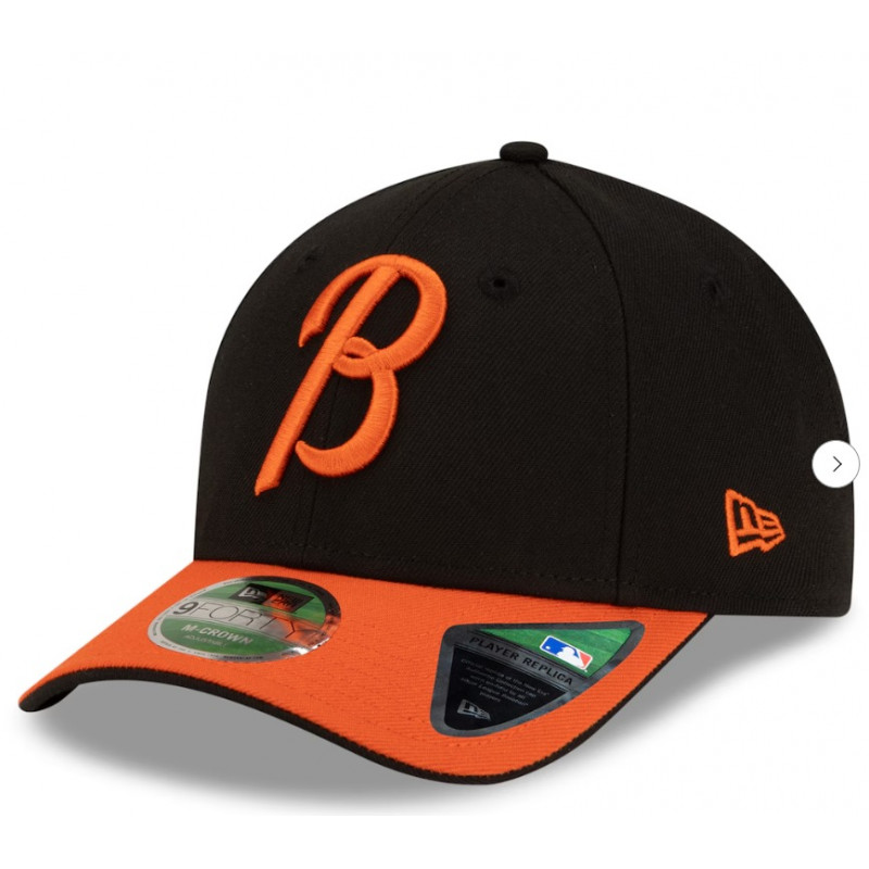 Men's Baltimore Orioles New Era Black/Orange Player Replica 9FORTY Adjustable Hat